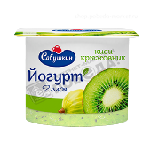 Йогурт двухслойный 2% 120г киви-крыжовник п/ст Савушкин