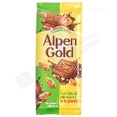 Шоколад "Альпен Гольд" молочный с соленым миндалем и карамелью 80/85г