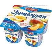 Продукт йогуртный "Эрмигурт" 3,2% 100г персик-манго п/ст