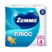 Бумага туалетная "Земма/Зева Плюс" 2сл. 4шт голубая