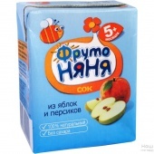 Сок "Фруто Няня" яблоко/персик б/сахара 200мл т/п с 5 мес.