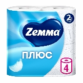 Бумага туалетная "Земма/Зева Плюс" 2сл. 4шт белая
