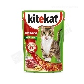 Корм д/кошек "Китекет" с говядиной в желе 85г (пауч)