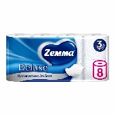 Бумага туалетная "Земма/Зева Делюкс" 3сл. 8шт белая