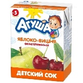 Сок "Агуша" яблоко/вишня осветленный б/сахара 200мл т/п с 5 мес.