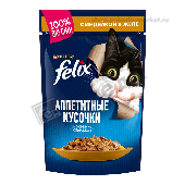 Корм д/кошек "Феликс" Аппетитные кусочки индейка в желе 75г