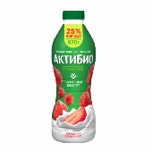Биойогурт "АктиБио" питьевой 1,5% 870г клубника/земляника бут.