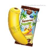 Мороженое с ЗМЖ "Бананчик" с ароматом банана и шоколадным топпингом 60г Славица