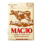 Масло сладко-сливочное 72,5% 200г (фольга) ВкусиВкус