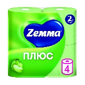 Бумага туалетная "Земма/Зева Плюс" 2сл. 4шт зеленая аромат яблока
