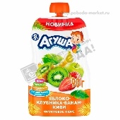 Пюре фруктовое "Агуша" яблоко-банан-клубника-киви 90г д/п