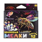 Мелки восковые "Фантазия" 12цв. золото,серебро Луч
