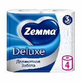 Бумага туалетная "Земма/Зева Делюкс" 3сл. 4шт белая