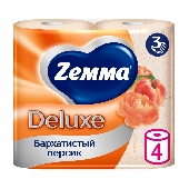 Бумага туалетная "Зева Делюкс" 3сл. 4шт с ароматом персика