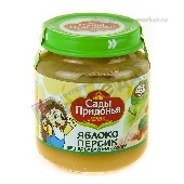 Пюре "Сады Придонья" Яблоко/персик б/сахара 120г ст/б с 5 мес.