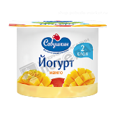 Йогурт двухслойный 2% 120г манго п/ст Савушкин